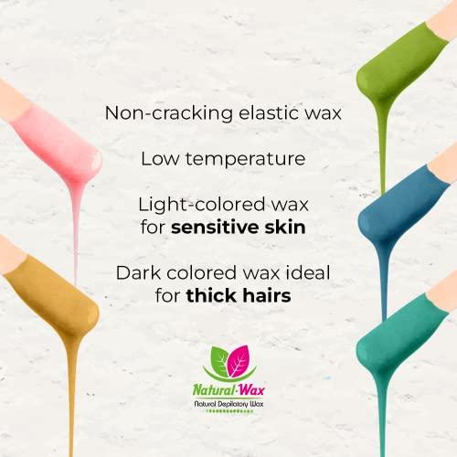 NATURAL-WAX NATURAL DEPILATORY WAX Natural Wax Depilatory Hard Wax - Professional Use 100% Organic Moisturizer - Hair Removal - Ideal for Small Areas and Sensitive Skin (14 oz)