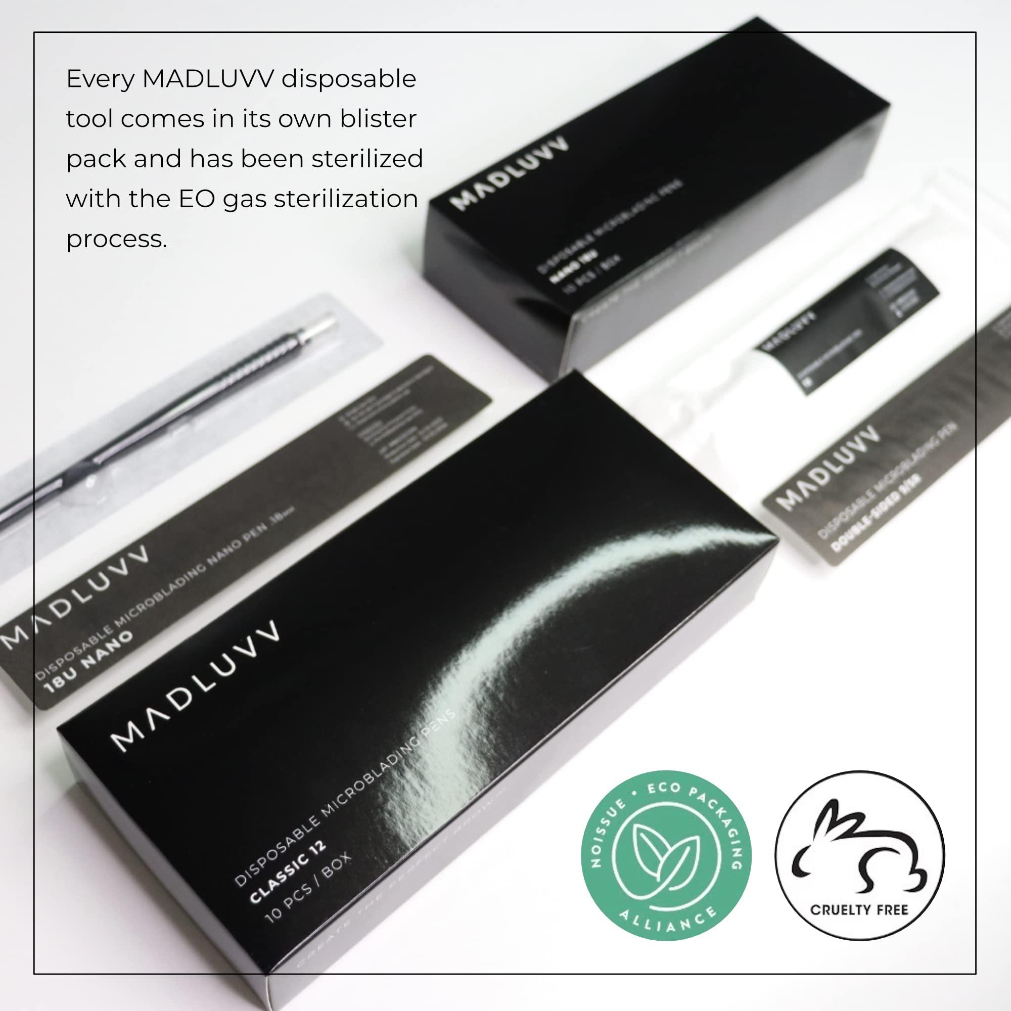 MADLUVV MADLUVVV 2-in-1 Micro Brow Sterile Pen for Professional Brow Artistry, Premium Micro Hair Strokes & Shading, Disposable Double Sided Pens for Eyebrow Ink - #14/5R