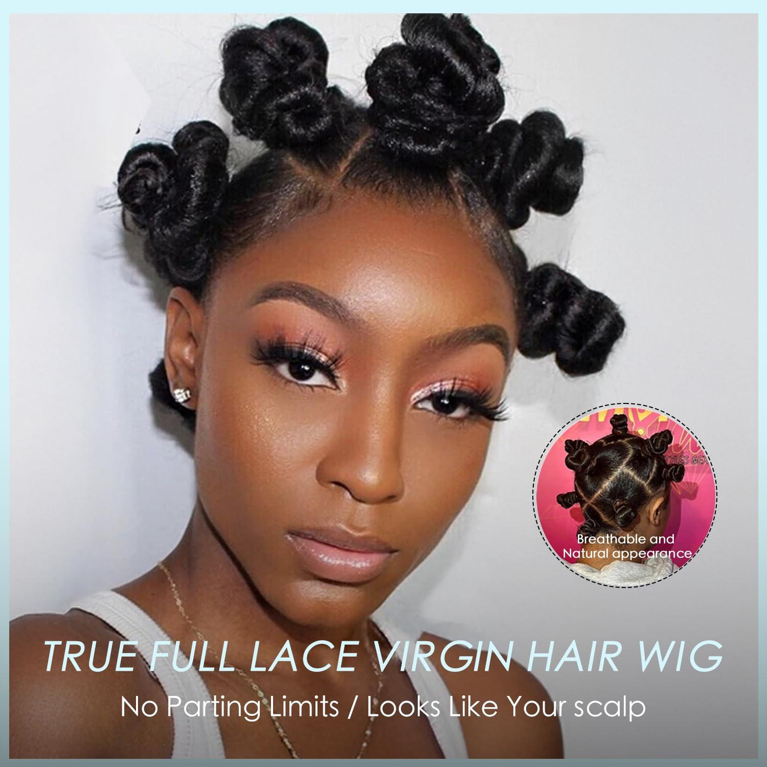 MOMOSHERO MOMOSHERO Body Wave Real Full Lace Wigs Human Hair HD Transparent Lace Pre Plucked 180% Destiny, 12A Short Full Lace Wig Wavy Part Anyway Virgin Hair Soft And Durable Full Scalp lace Wig 8 Inches
