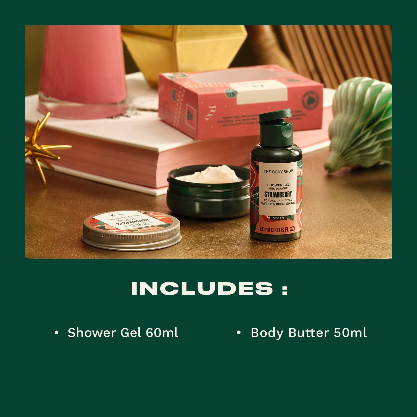 The Body Shop The Body Shop Jolly & Juicy Strawberry Treats Gift Set Seriously Sweet and Refreshing Vegan Body Care Gift 2 Items