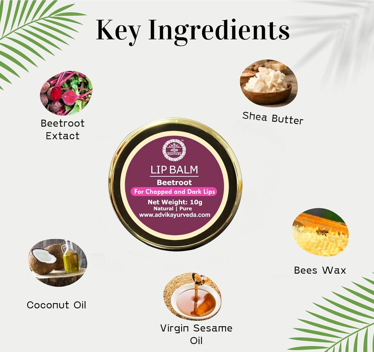 Generic Generic Ad-vik; Ayurveda Lip Balm for Chapped and Dark Lips, 10g. (Pack of 1) (Natural & Paraben Free)