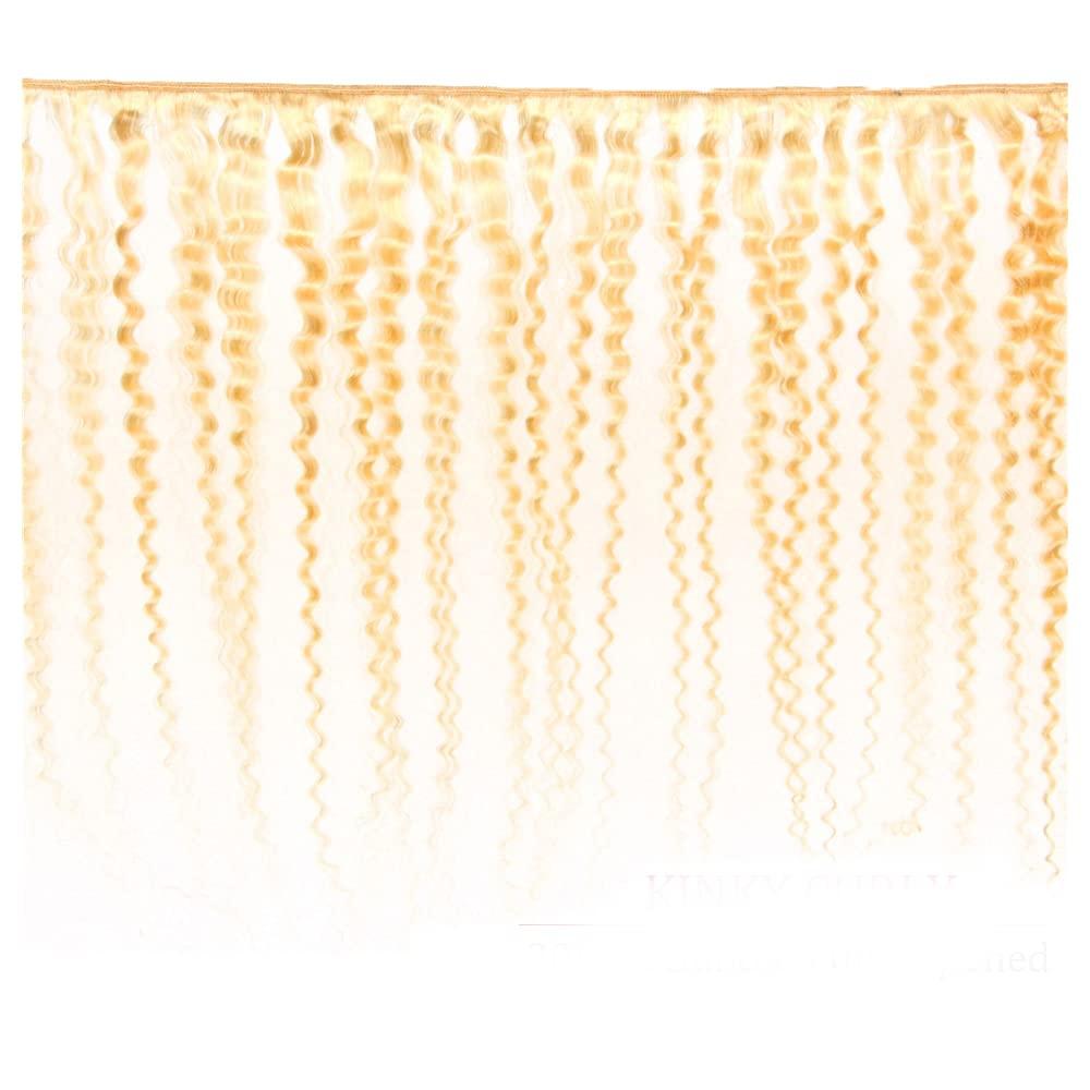 Freiuoke 613 Bundles Human Hair Blonde Kinky Curly Human Hair Bundles Brazilian Unprocessed Virgin Hair 3 Bundles 12 12 12 Inch 613 Kinky Curly Human Hair Bundles Hair Weave for Women