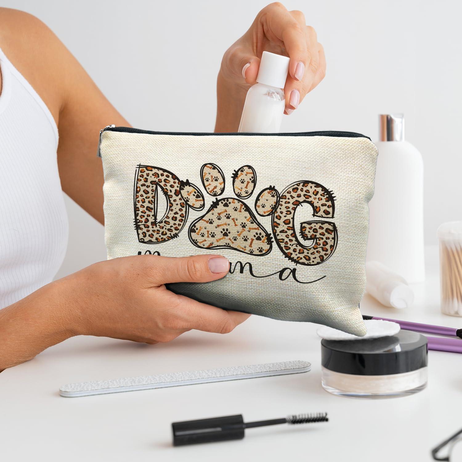 RYYCDOI RYYCDOI Dog Mom Gifts, Dog Mama Makeup Bag, Dog Makeup Bag, Dog Gifts for Women, Gifts for Dog Lovers, Dog Paw Print Cosmetic Bag Toiletry Bag, Dog Owner Gifts for Women, Dog Mom Stuff