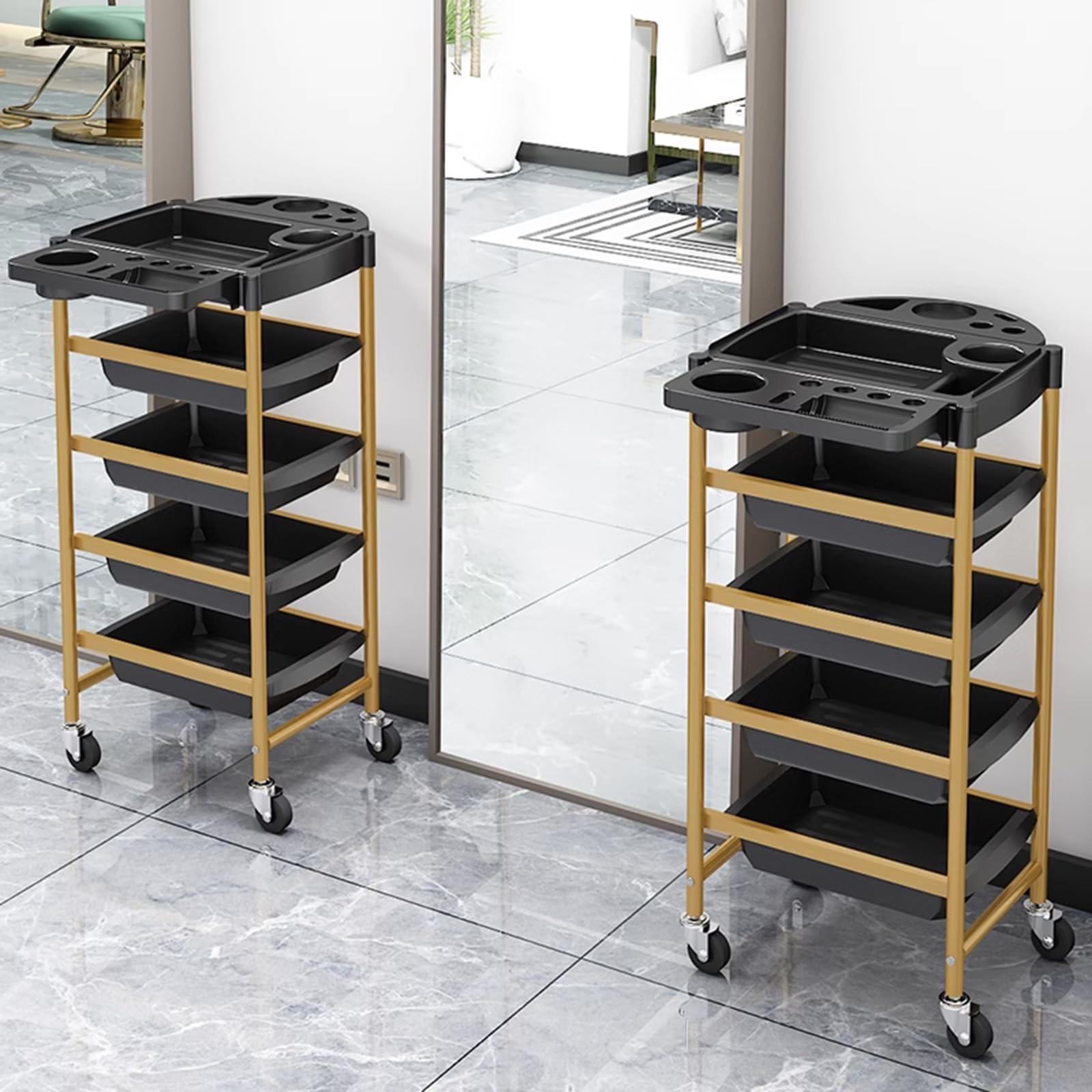 HRTLSS HRTLSS Salon Cart, Salon Cart with Wheels and Drawers, Stylist Hairdressing Cart, Space Saving Salon Station Trolley Cart, for Hairdressing Beauty Spa Tattoo