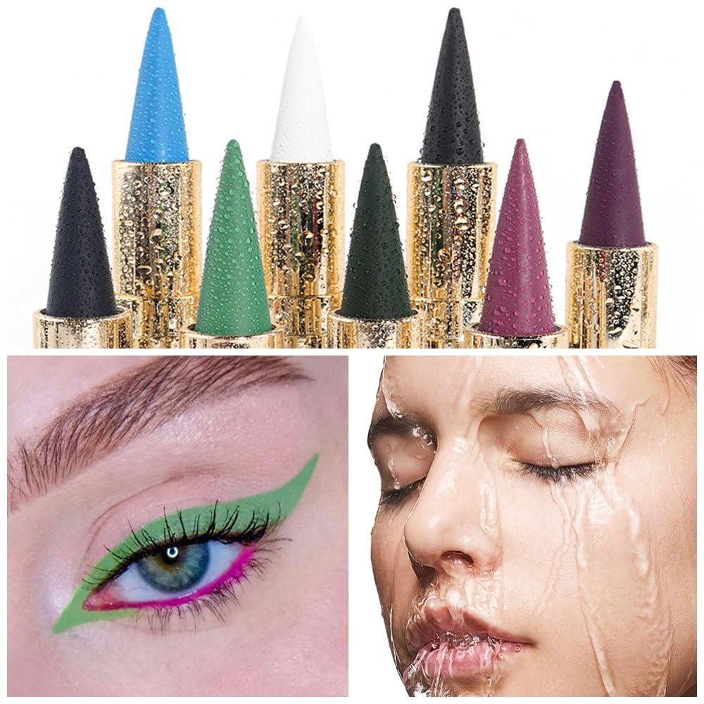 Kaely Kaely Light Green Gel Eyeliner Pencil,Waterproof Smudge Proof Eye Liner Pen,Cat Eye Goth Halloween Makeup,Eye Black Face Paint Lipstick Crayon,Color Colorful Eyeliner Eyeshadow Stick,08