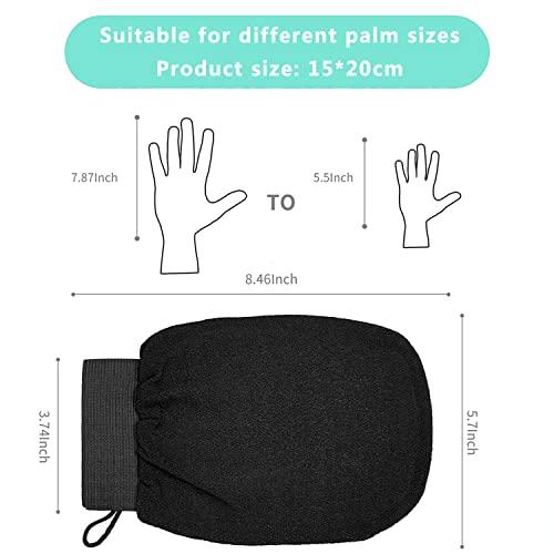 FCLEIH 2Pcs Deep Exfoliating Mitts Microdermabrasion at Home, Exfoliating Gloves Visibly Lift Away Dead Skin, Part of the Best Body Care Kit for Women & Men Exfoliator Tool(Black)