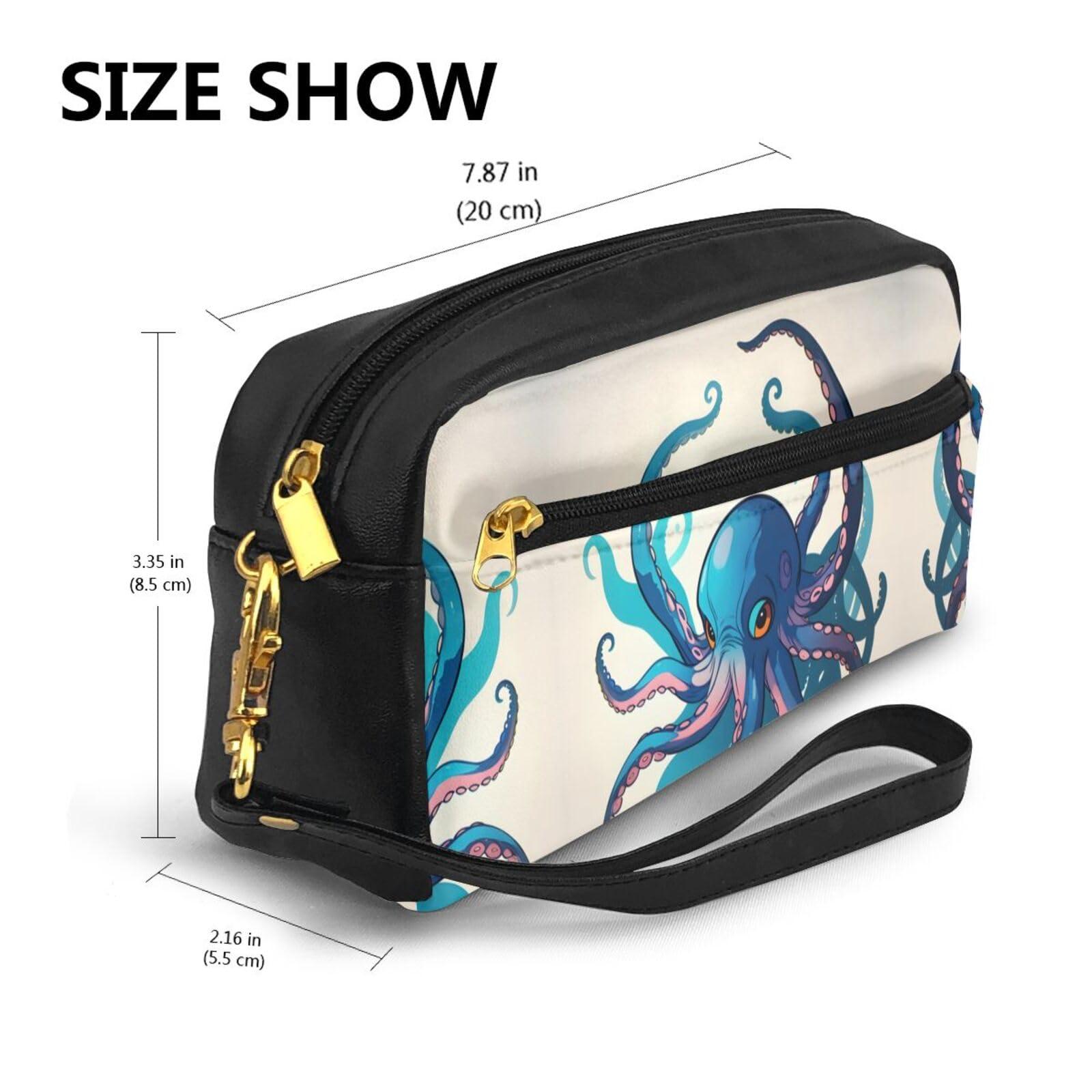 DRTGEDS DRTGEDS Blue And Purple Octopus Cosmetic Bags For Womem,Travel Toiletry Bag Accessories Organizer Zipper Pouch Gift Idea