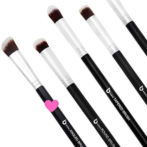 Beauty Junkees Angled Eyeshadow Blending Makeup Brush – Small Mini Angle Kabuki, Synthetic Eye Shadow Blender Brushes for Eyelid, Brow Bone, Crease, Cheek Highlighter, Setting Liquid Cream Mineral Powder Cosmetics