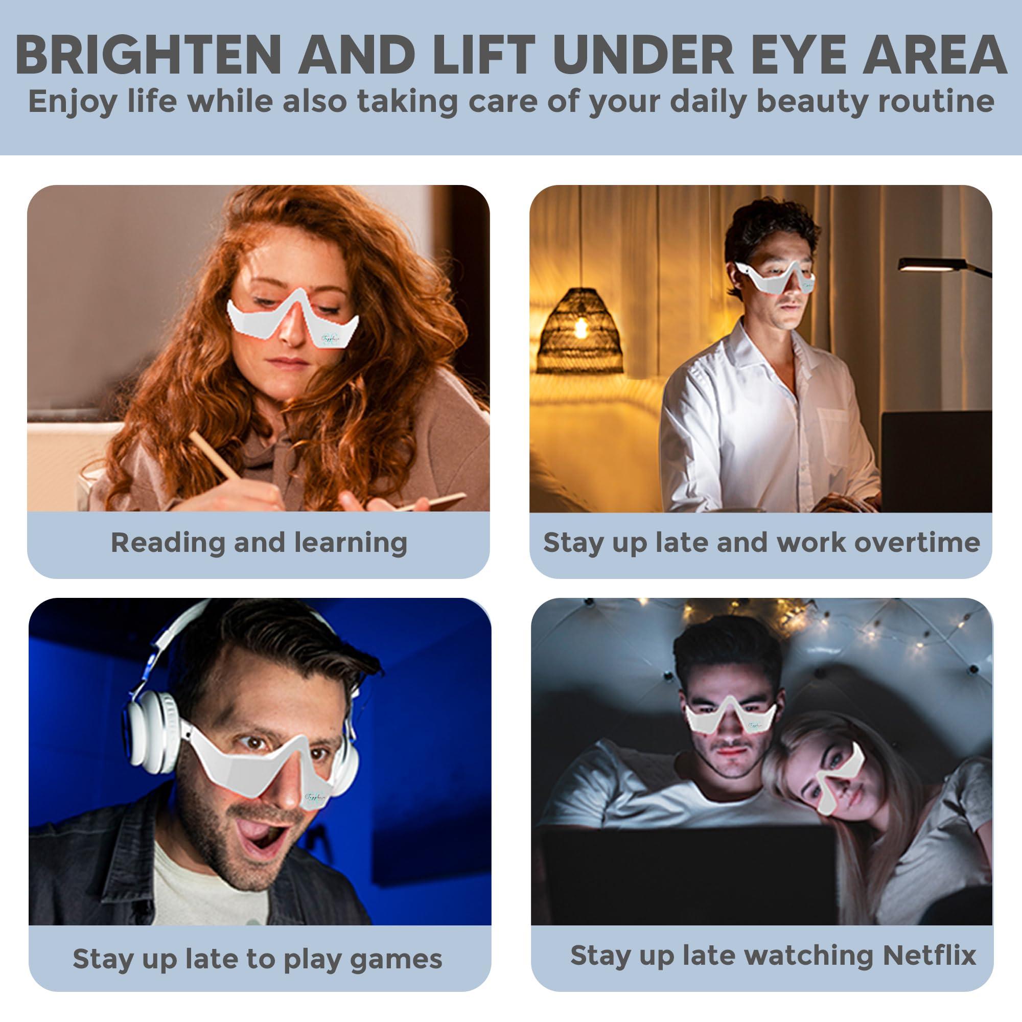 SC Sapphire Gorgeous Skin Collection Skin Care Red Light Therapy Glasses Specifically for Dark Circles and Under Eye Bags - Intense Microcurrent Eye Masks for Dark Circles and Puffiness - Anti Aging Brightening Glasses [1pair]