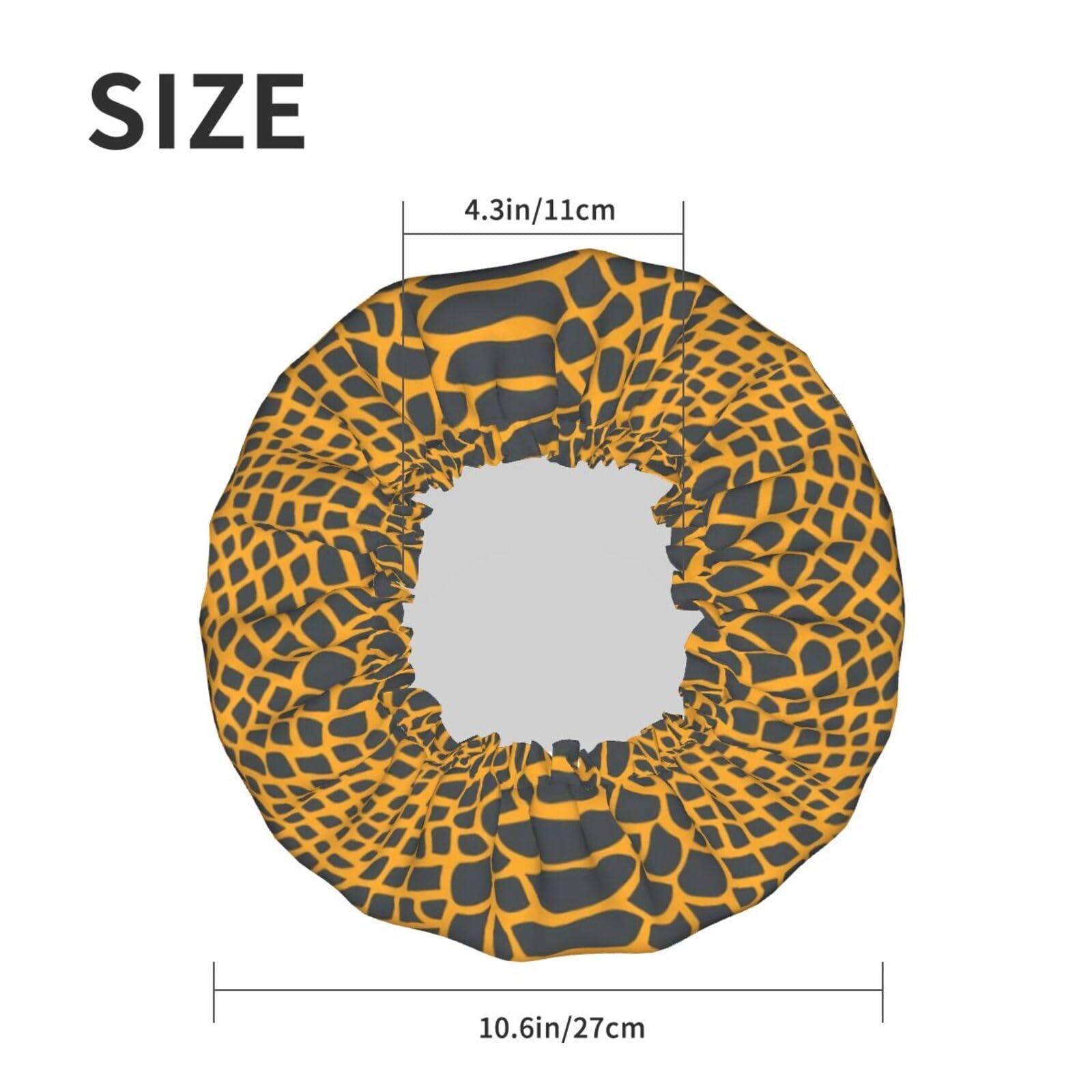 Yssammns Yssammns Shower Caps, Stylish Mellow Yellow Snake Skin Pattern Double Layers Bath Hat for Women reusable shower cap for Hair Care