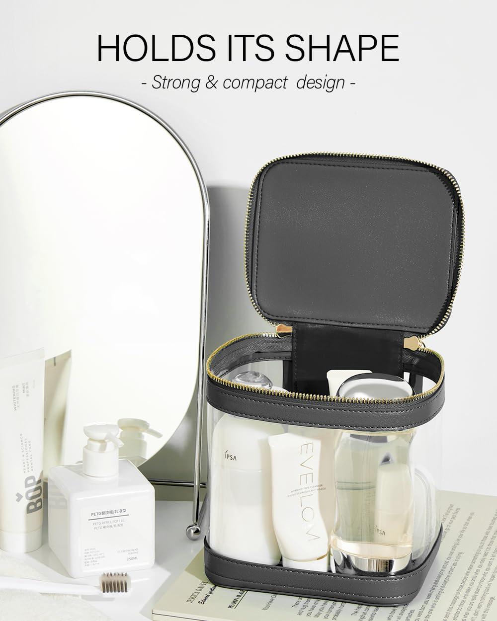 ROWNYEON ROWNYEON Large CLear Travel Makeup Bag for WomenTransparent Cosmetic Bag with HandlePortable Makeup Case OrganizerWaterproof Toiletry Organizer Train Case