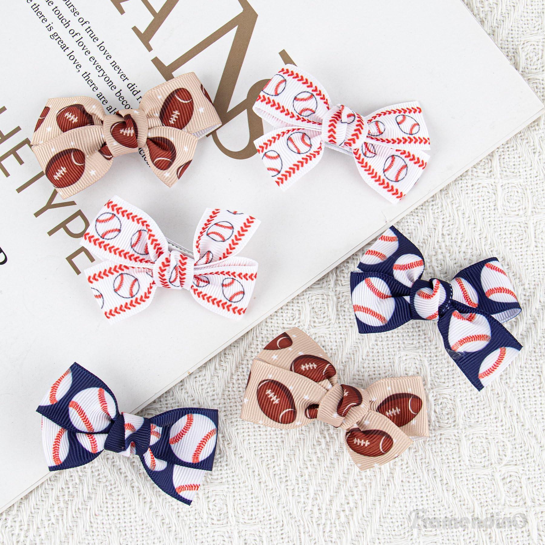 Framendino Framendino, 6 Pack Softball Baseball Hair Bow Clip Ribbon for Women Teens