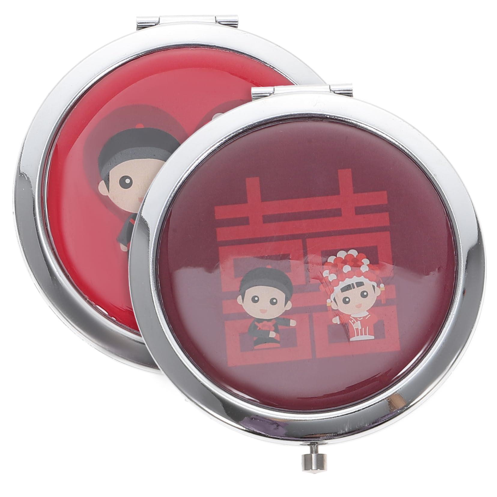 Mikinona Mikinona 2pcs Small Mirror Purses Makeup Light Mirror Vintage Mirror Ladies Wallet Vanity Mirror Mini Tote Bag Makeup Mirror Travel Wallet The Tote Bag Compact Mirrors Red Silver Mirror