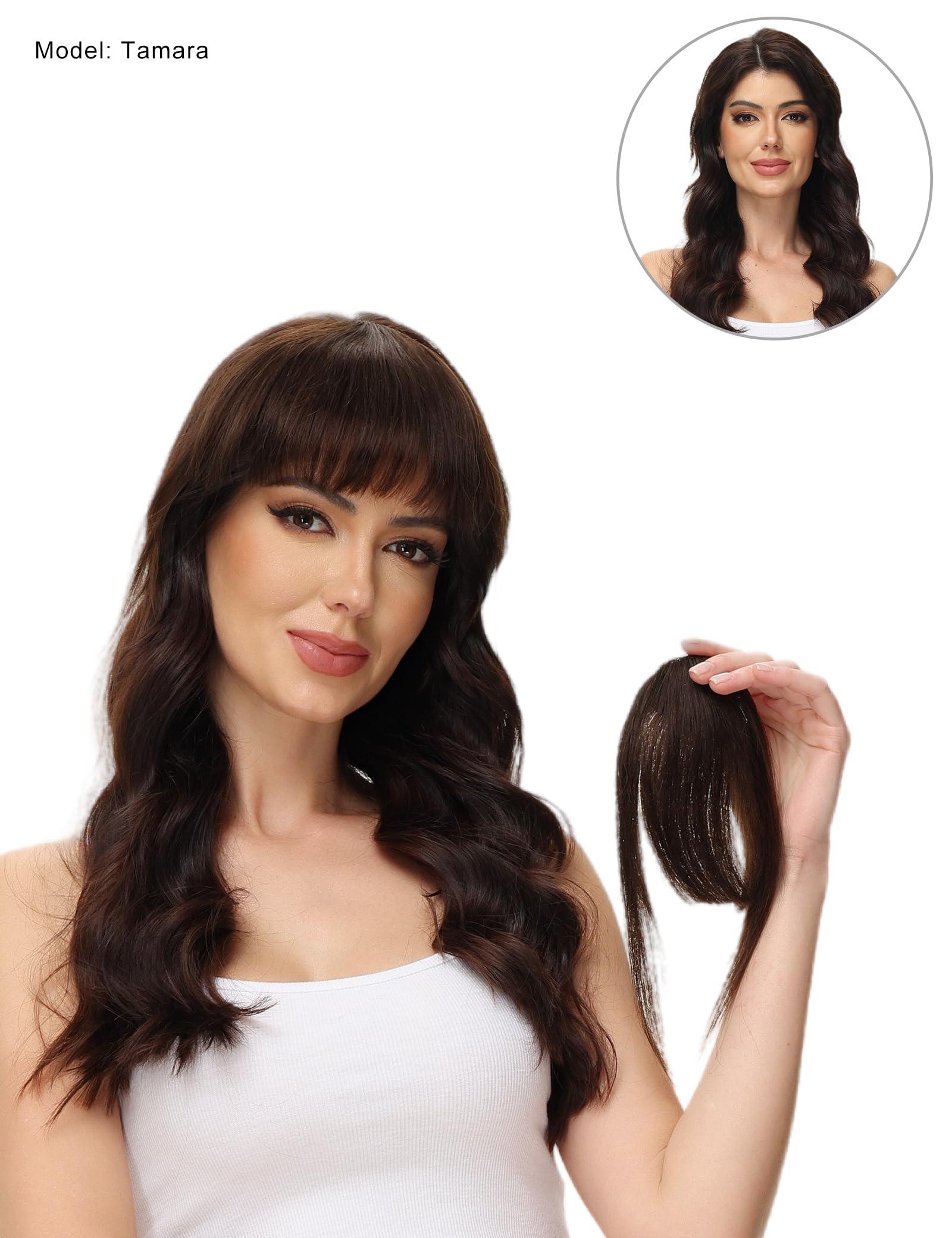 Yamel Yamel Clip in Fringe Bangs 100% Real Human Hair Pieces for Women Platinum Blonde