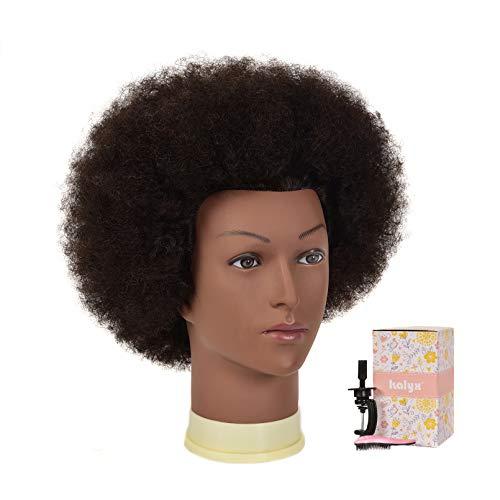 kalyx Kalyx Mannequin Head African American 100% Human Hair Cosmetology Afro Hair Manikin Head for Practice Styling Braiding(9INCH)