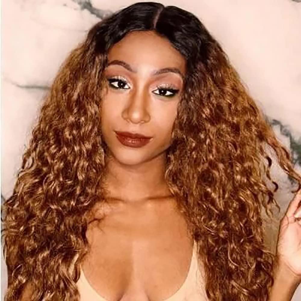 seelaak Seelaak 26inch Ombre Brown Curly Clip in Hair Extensions Brazilian Virgin Remy Hair Kinky Curly Clip Ins Human Hair Extension