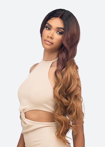 Vivica A Fox Hair Vivica A. Fox HBL-LUNA, HUMAN HAIR BLEND, Lace Front Wig, Color P4/27/30, Piano color, Medium, Dark brown(#4),Honey blonde(#27), Copper blonde(#30)