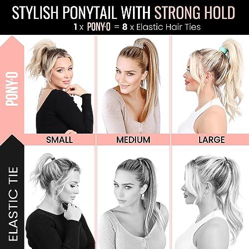 PONY-O X-Large PONY-O for Extra Thick, Heavy or Poofy Curly Hair - PONY-O Revolutionary Hair Tie Alternative Ponytail Holders - 2 Pack Black Original Patented Hair Styling Accessories