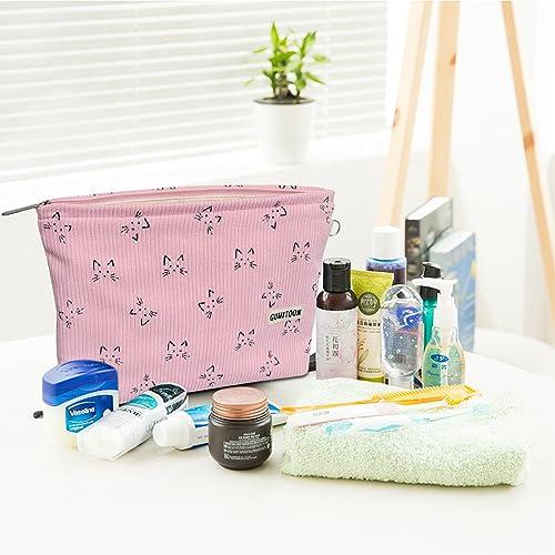 GUMITOON 2pcs Cosmetic Bags makeup bag for women aesthetic organizer toiletry bags travel essentials travel size toiletries a small make up bag and a big make up bag pink Cat