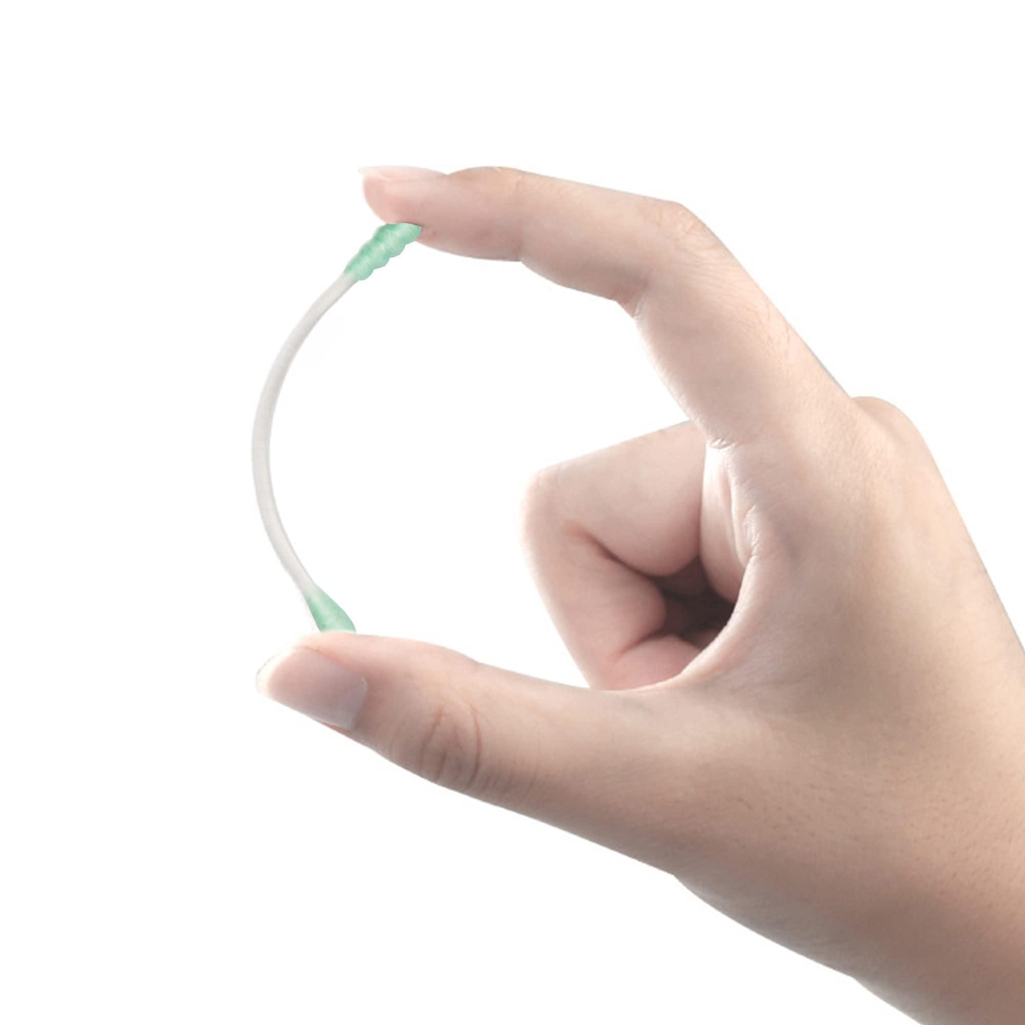 HOMEFOX HOMEFOX Green Cotton Swabs Spiral - 600 Count Organic Cotton Buds Double Side Tightly Wrapped Cotton Tips Paper Stick Soft Gentle Lint-Free Cruelty-Free, Round & Spiral (Green)