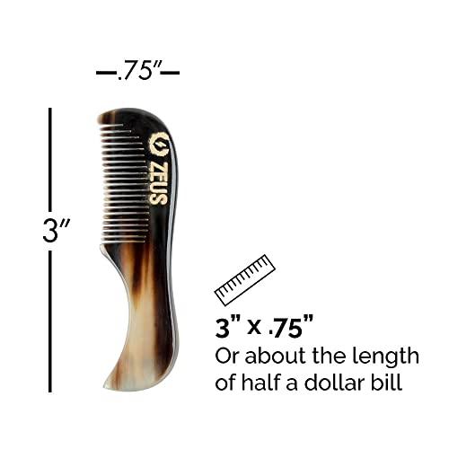 ZEUS ZEUS Horn Mustache Comb for Men, Leather Case, B41