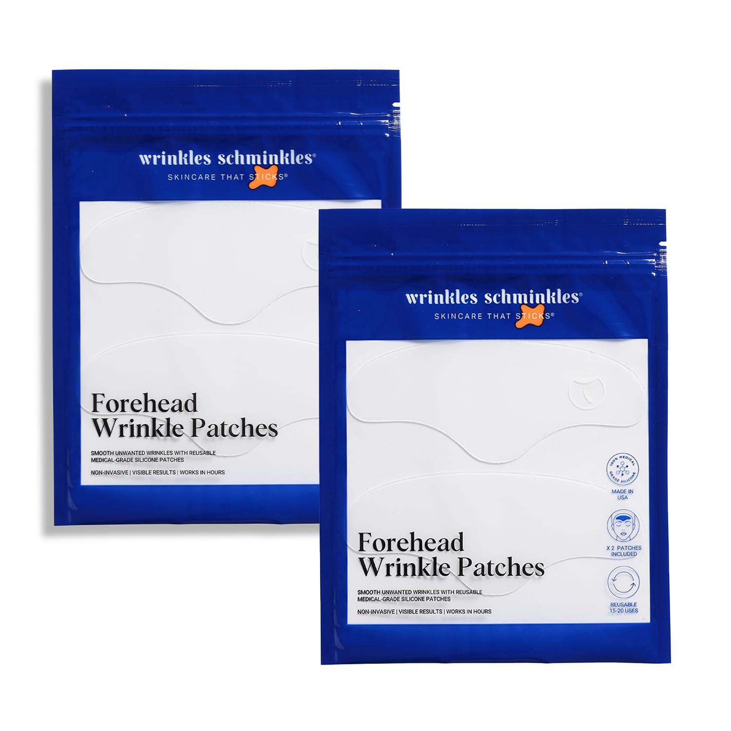 Wrinkles Schminkles Wrinkles Schminkles Forehead Wrinkle Patches, 4-Pack, Reusable Hypoallergenic Silicone Smoothing Pads for Reducing Frown Lines & Face Lift Overnight