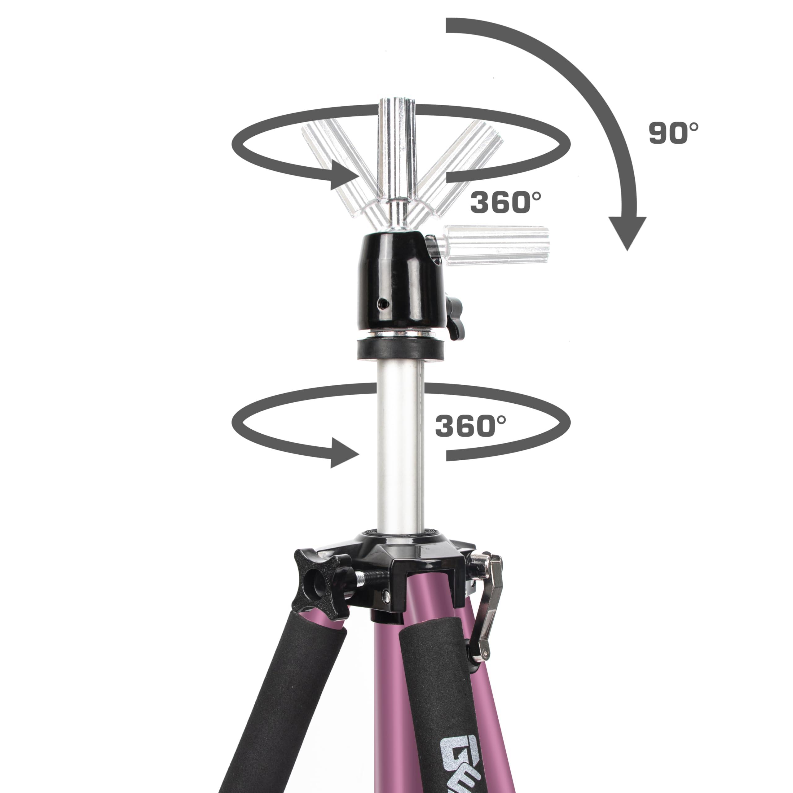 GEXWORLDWIDE gexworldwide GEX 63\" Heavy Duty Mannequin Tripod Stand for Wig Cosmetology Training Practice Doll Manikin Head Tripod Wig Stand With Travel Bag (Rosy)