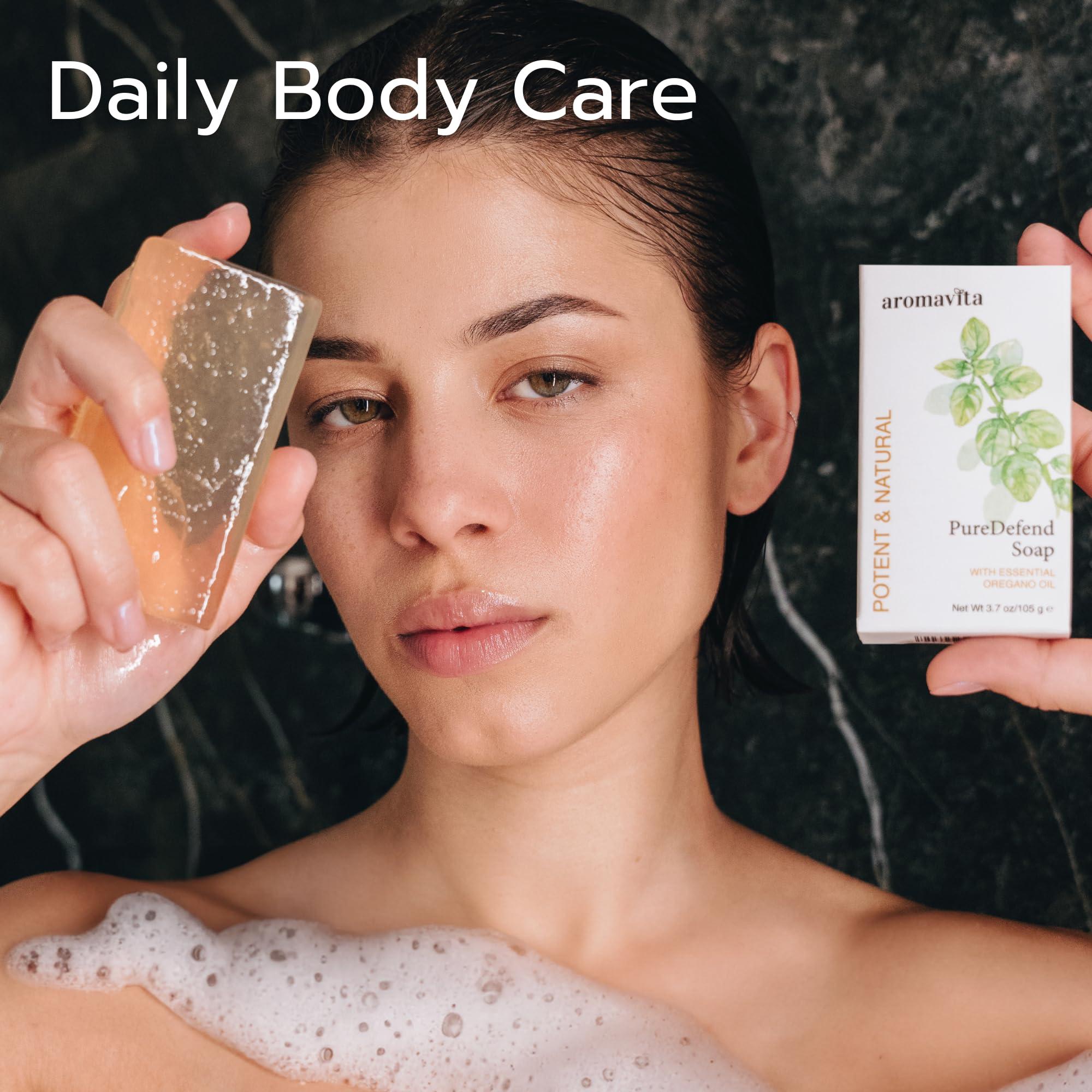 AROMAVITA Aromavita Oregano Oil Soap Bar - Natural Plant Therapy Hand Soap & Body Wash Oregano Oil Extract Soap - Topical Skin Cleanser Oil of Oregano Soap Bar - for Acne, Eczema, Foot and Nail Problems, 2-pack