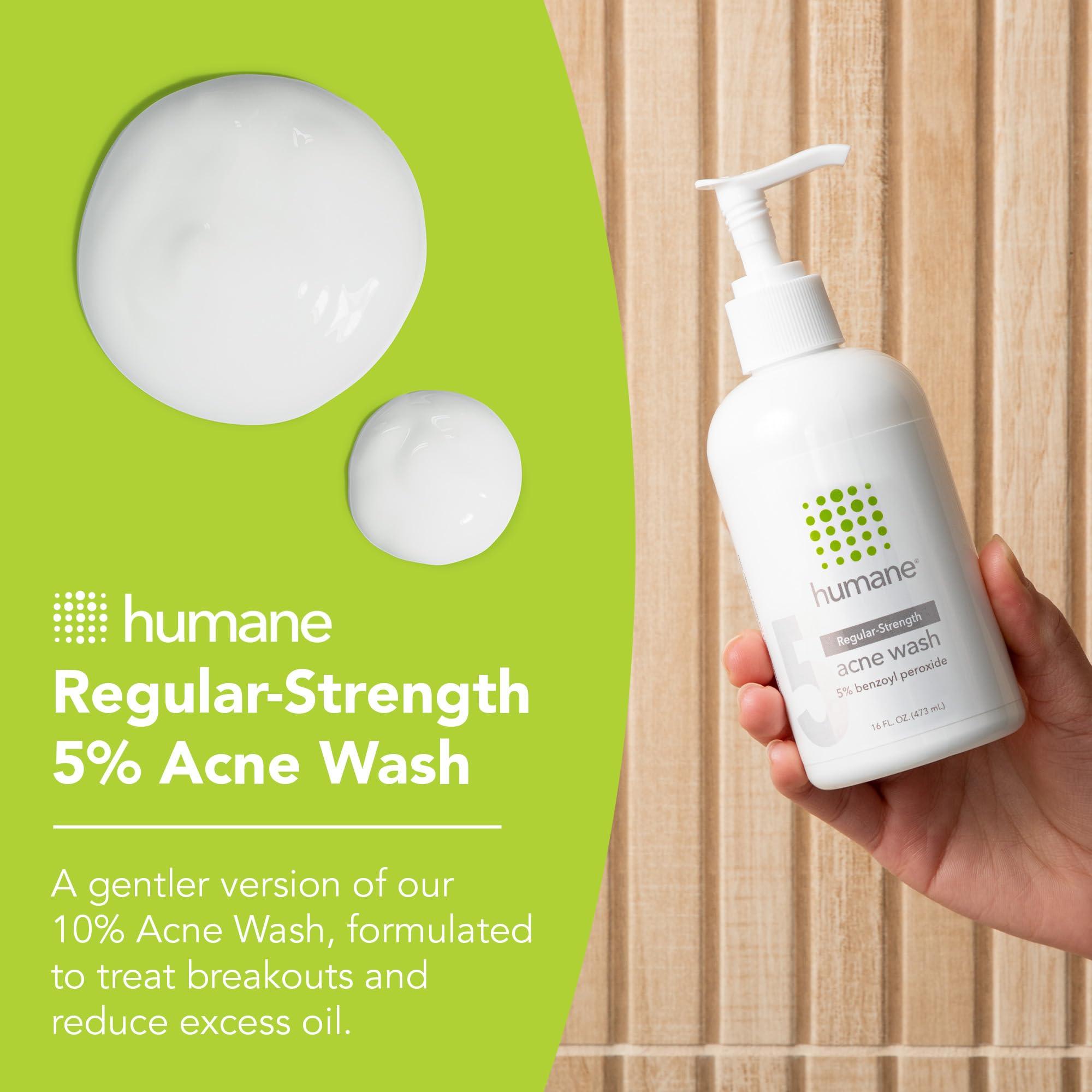 humane humane Benzoyl Peroxide Acne Body Wash - 5% Regular-Strength Acne Treatment for Face, Skin, Back and Body - 8 Fl Oz - Dermatologist-Tested Non-Foaming Cleanser - Vegan, Cruelty-Free
