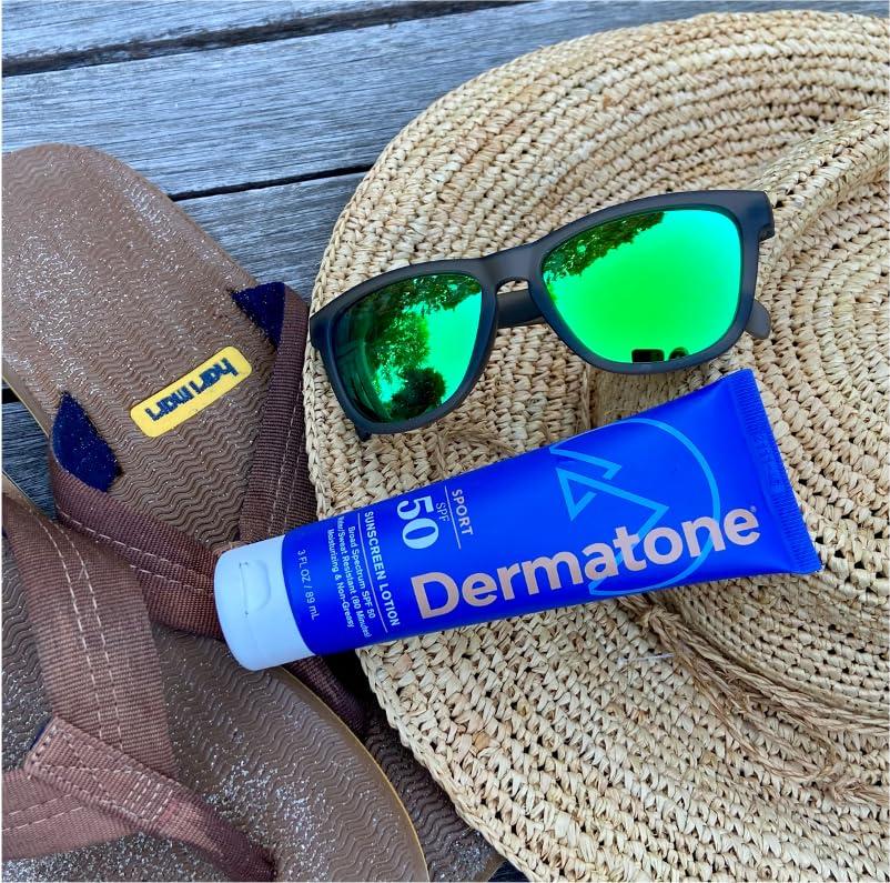 DERMATONE Dermatone Sport Sunscreen Lotion SPF 50 | Water Resistant (80 min), Oxybenzone and Octinoxate Free Sunscreen for Body and Face | Moisturizing Broad Spectrum UVA/UVB Protection SPF Lotion | 3oz
