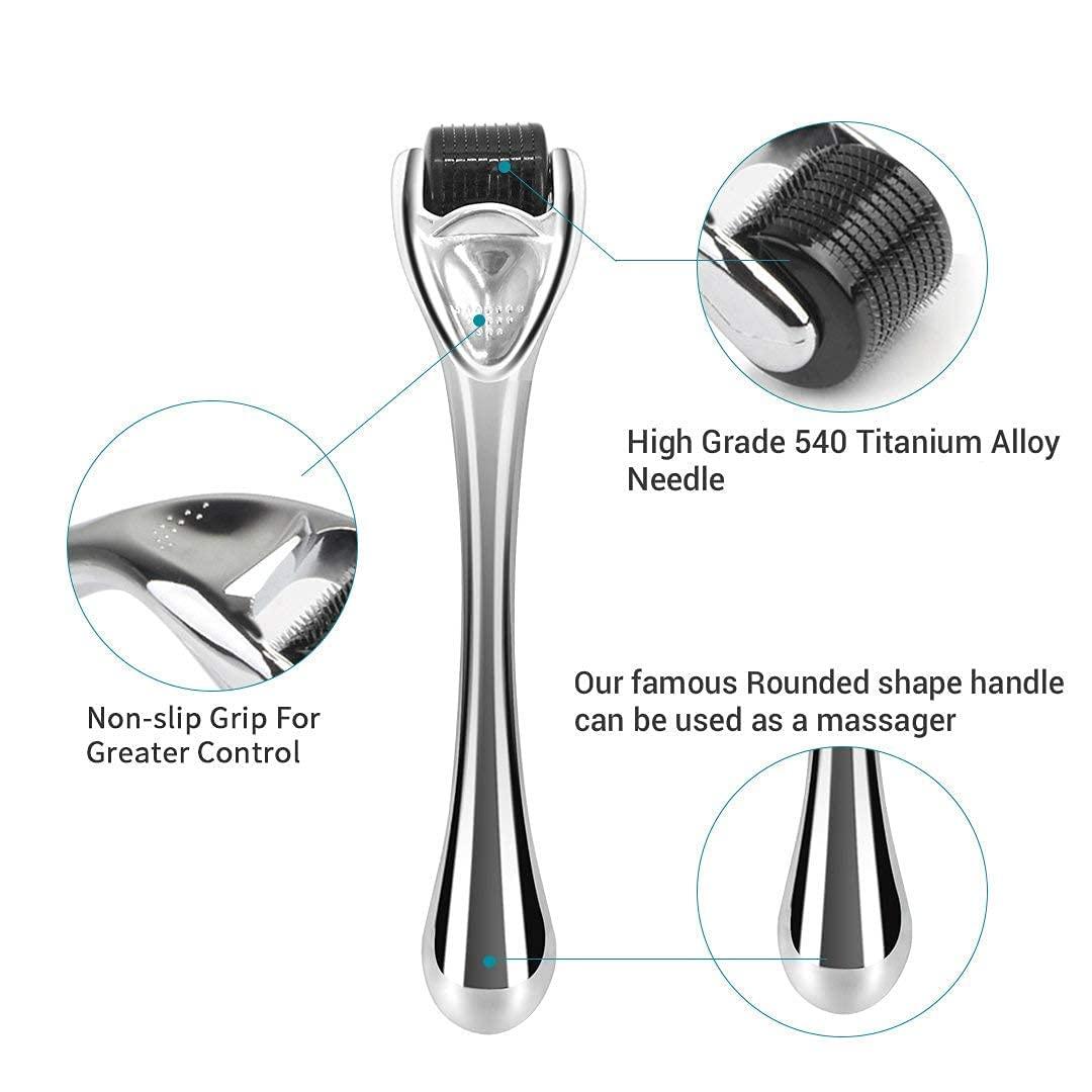 Diougens Lee Derma Roller for Beard - Diougens Lee 540 Titanium Microneedling Roller for Face Body - with Storage Case