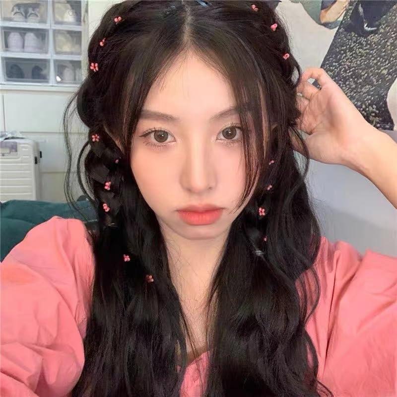 E EMZHOLE E EMZHOLE 2PCS Flower Hair Chains Cute Fairy Tassel Hair Clips Floral Hair Extension Hair Pin Hair Barrette Braided Hair Chain Hair Accessories Hair Strand for Women and Girls Hair Decorative (Hot Pink)