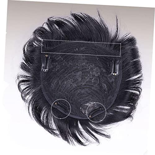 SOLUSTRE SOLUSTRE Mens Wig Short Hair Mens Hair Replacement Wigs Men Black Wig Male Bald Patch Overhead Replacement Wigs Black