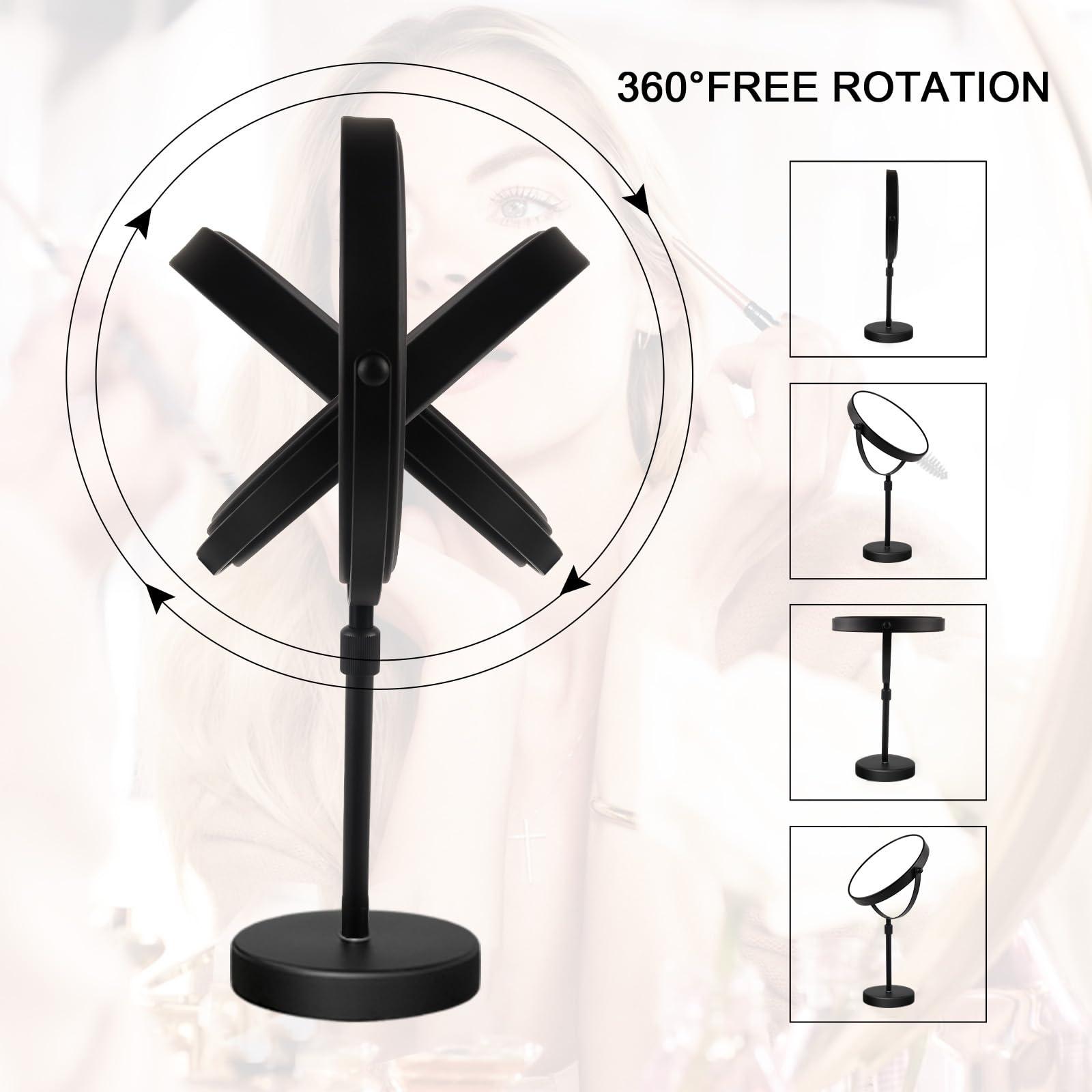 Nicesail Nicesail Higher Taller Tabletop Makeup Mirror of 8 Inch, 5X Magnified Makeup Mirror Countertop Standing, Height Adjustable, Double Sided Mirror in Matte Black (8 Inch, 5X)