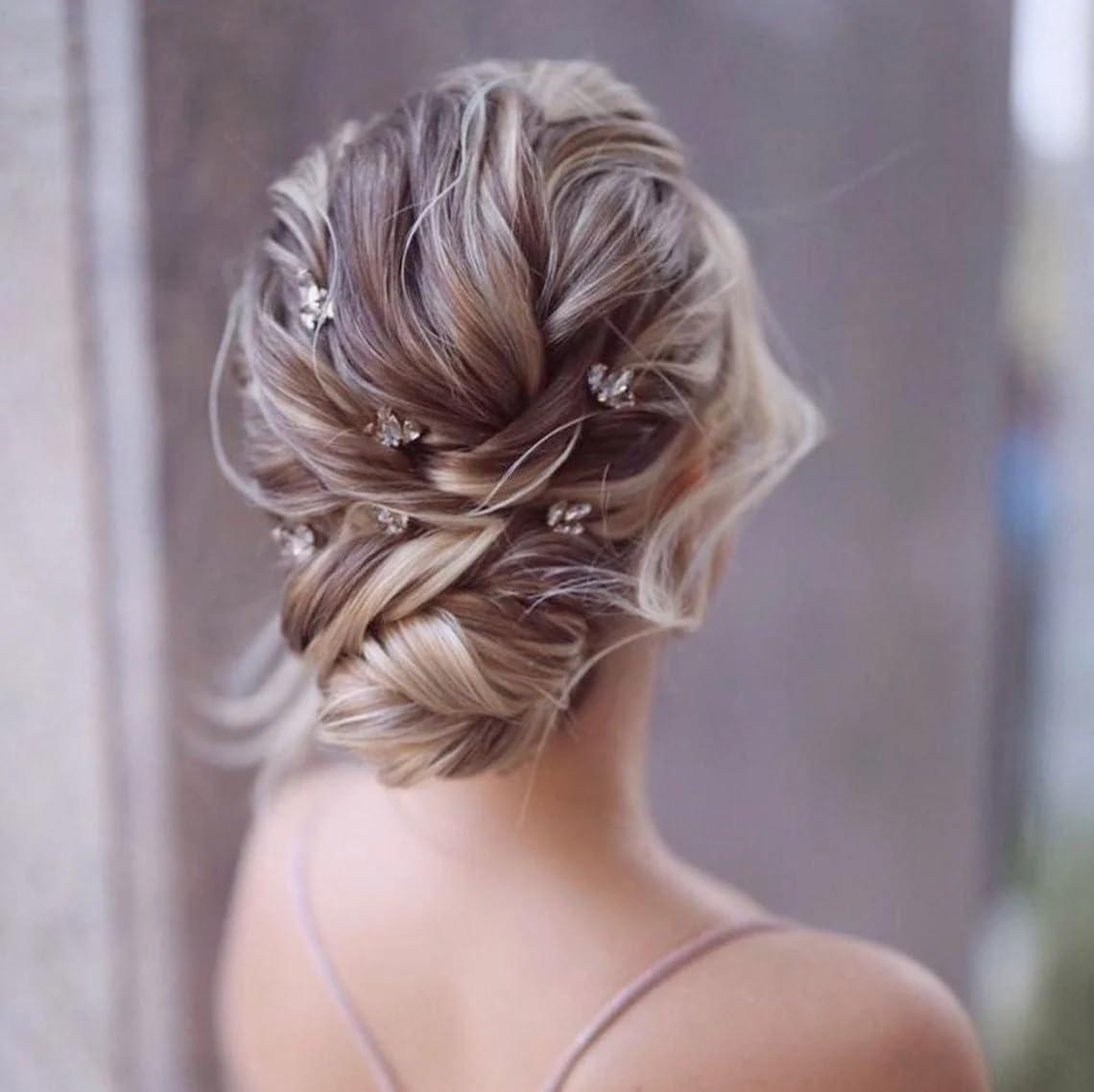 EVILD Evild Crystal Bride Hair Pins Sliver Wedding Hair Piece Rhinestone Bridal Hair Accessories for Women(Pack of 3) (Silver)