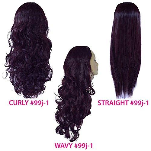 Elegant Hair 22" Ladies 3/4 WIG Half Fall Clip In Hair Extension WAVY Dark Plum #99J/1