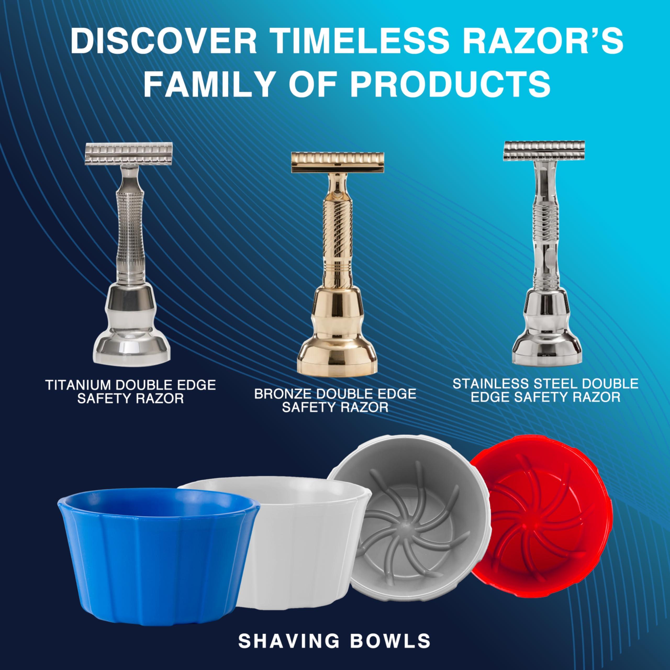 TIMELESS RAZOR TIMELESS RAZOR Aluminum Double Edge Safety Razor - Luxury Men's Safety Shaving Razor - Travel Razor w/Razor Stand & Custom Design Razor Handle - Compatible w/Double Edge Razor Blades - Made in USA
