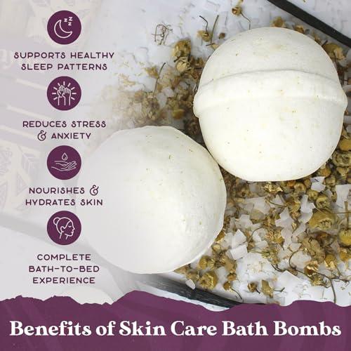 PURPLE CANYON Purple Canyon Bath to Bed Natural Bath Bombs | Relaxing Sleep Support with Magnesium | Chamomile and Vanilla Scented Handmade Bath Bombs Set