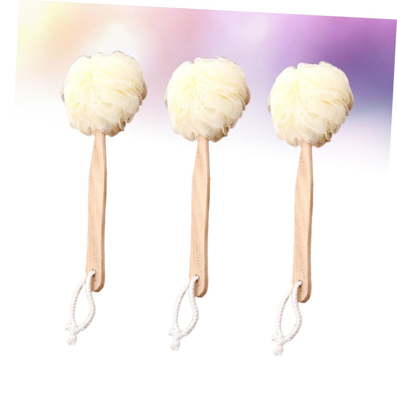 IWOWHERO 3pcs Bath Scrubber Sponge Long Handle Brushes Shower Puff Exfoliating Loufa Mesh Pouf Shower IWOWHERO