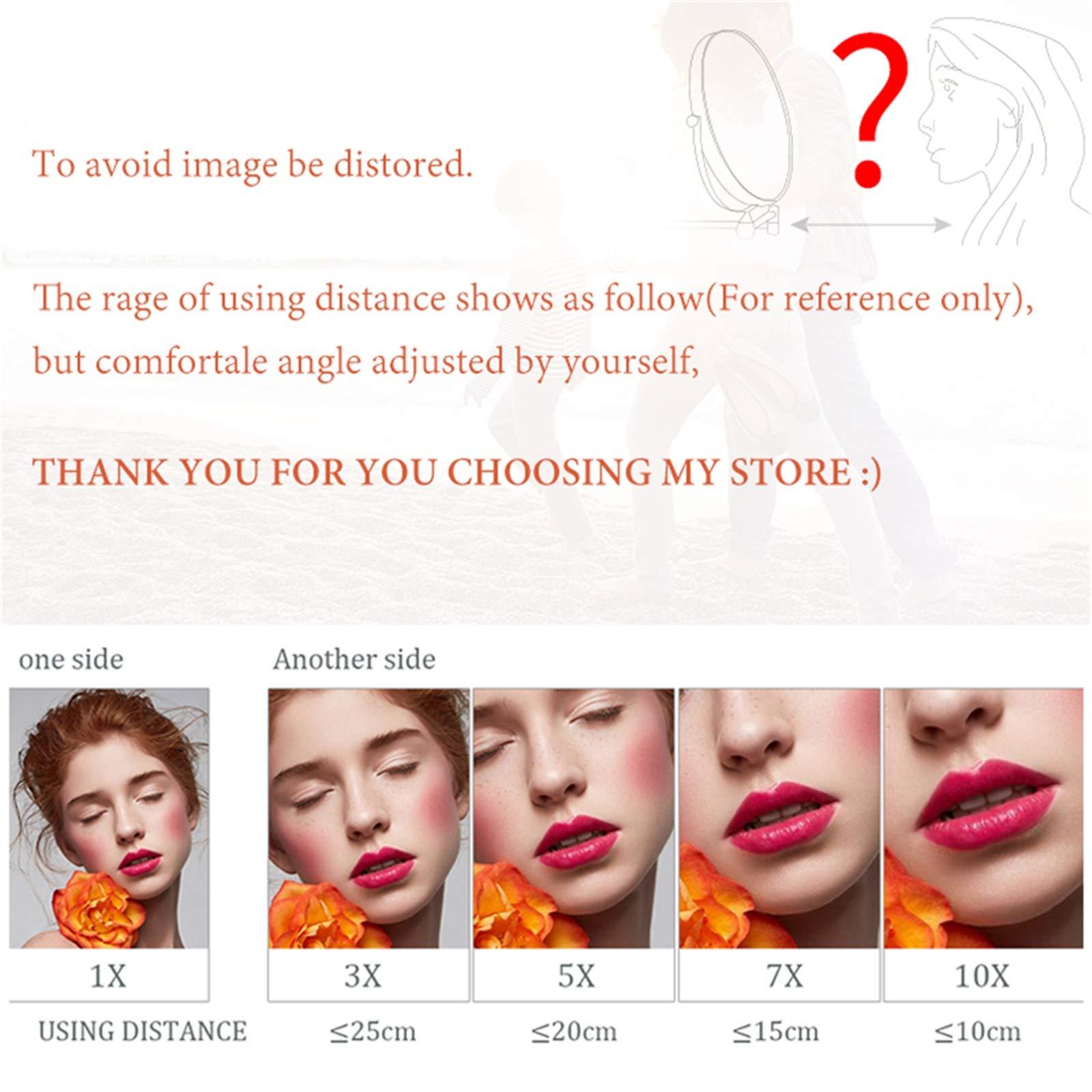 DMNSDD 8 inch Illuminated Makeup Mirror, Double Sided Magnification Mirror with LED Light, Bathroom Extendable Wall-mounted Vanity Shaving Mirror with Switch Plug,Rose gold,3X