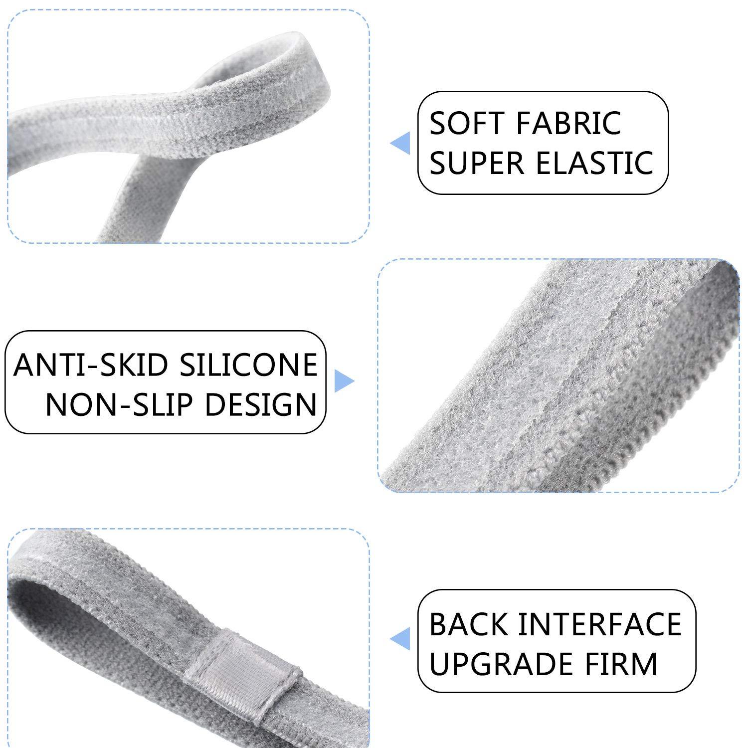 Sumind Sumind 4 Pieces Thick Non-Slip Elastic Sport Headbands Football Hair Headbands for Women and Men (Black, Gray