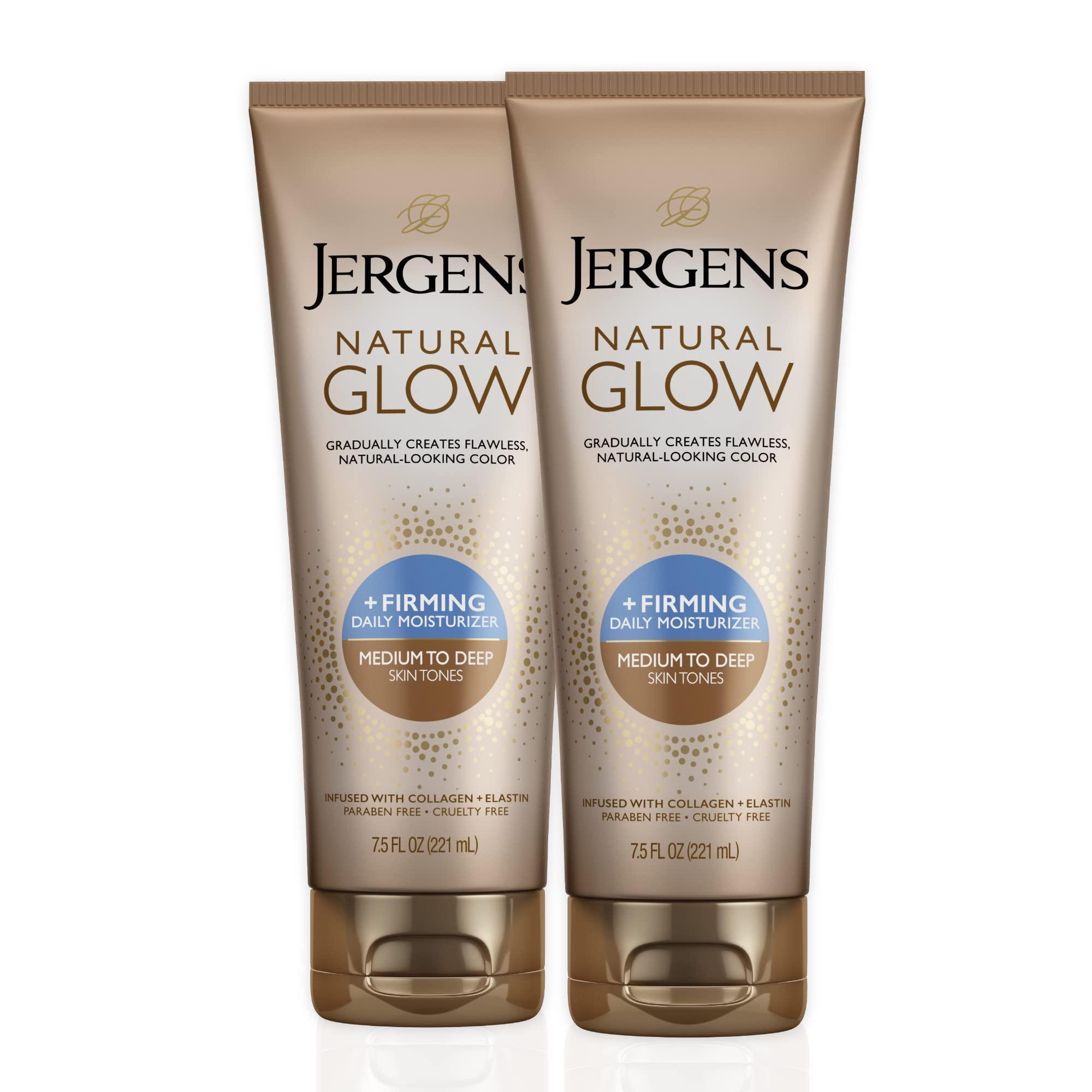 Jergens Jergens Natural Glow +FIRMING Self Tanner Body Lotion, Medium to Tan Skin Tone & Natural Glow Instant Sun Sunless Tanning Moisturizer + Bronzer, Self Tanner, Deep Bronze