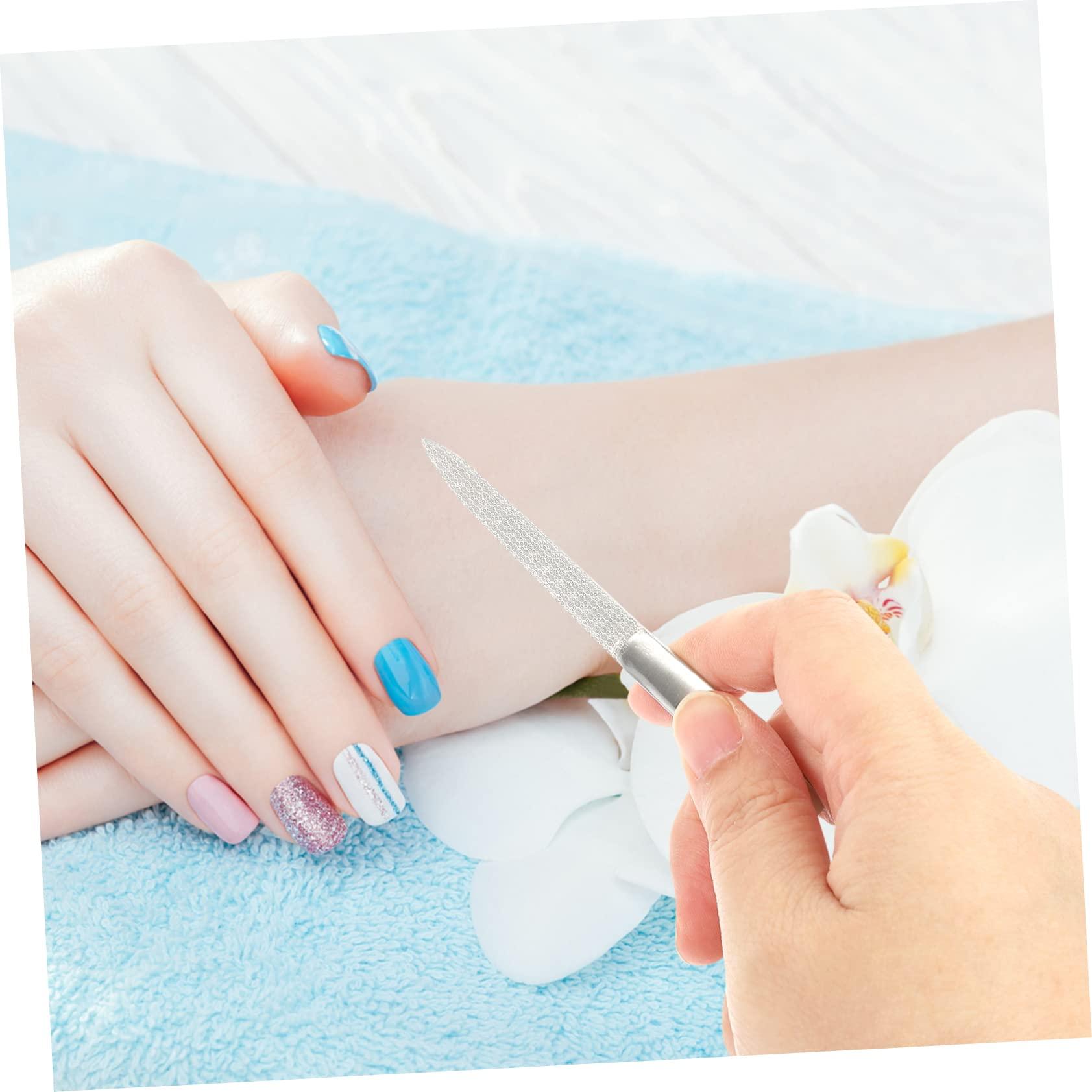 Healeved Healeved 6PCS Stainless Steel Nail Files for Manicure Double-Sided Nail Buffers Nail Art Tools Metal Nail File for Home Office Travel