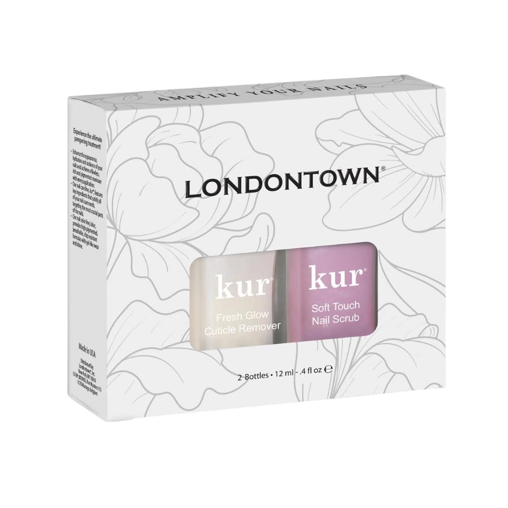 LONDONTOWN LONDONTOWN Clean Up Cuticles Set - Cuticle Remover & Soft Touch Nail Scrub,0.4 Fl Oz (Pack of 2)