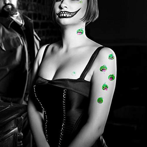 Fanoshon Fanoshon Halloween Glow in the Dark Temporary Tattoo for Kids Girls Boys, 16 Sheets Fake Small Luminous Adults Body Stickers, Goody Bags Fillers Trick Or Treat Favors, Pumpkin, Skull, Spider Supplies