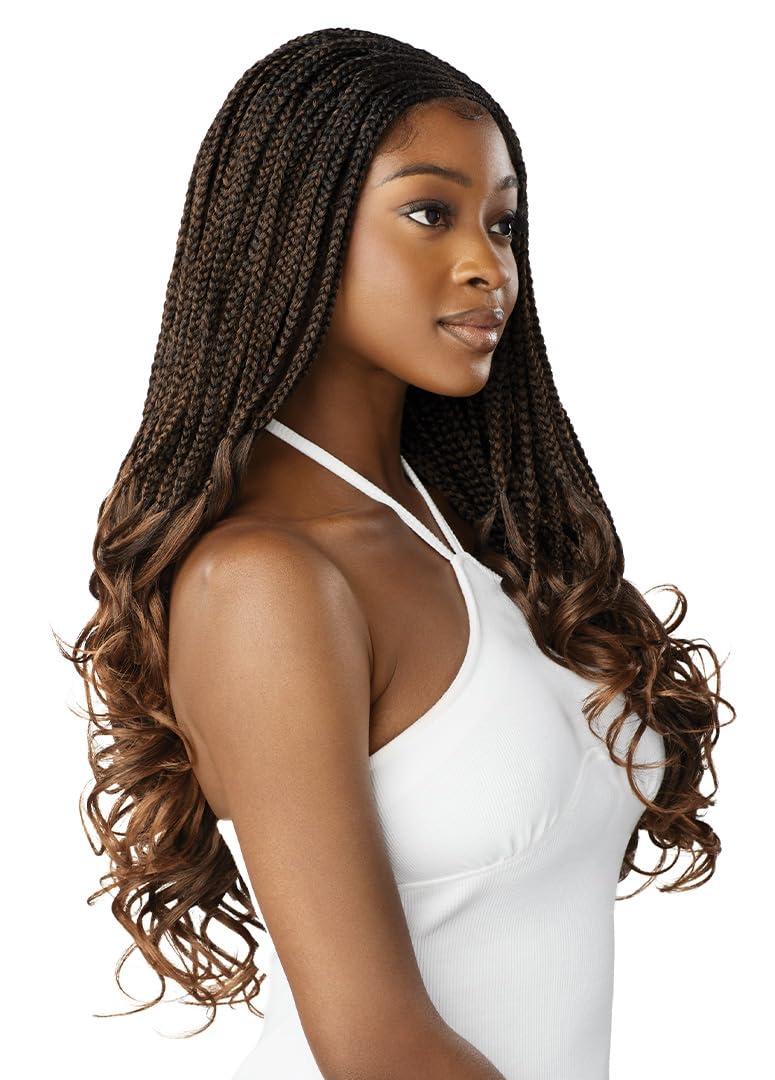 Outre Outre - 4x4 Lace Front Wig - MIDDLE PART FRENCH CURL BOX BRAIDS 26\" (DR BURGUNDY)