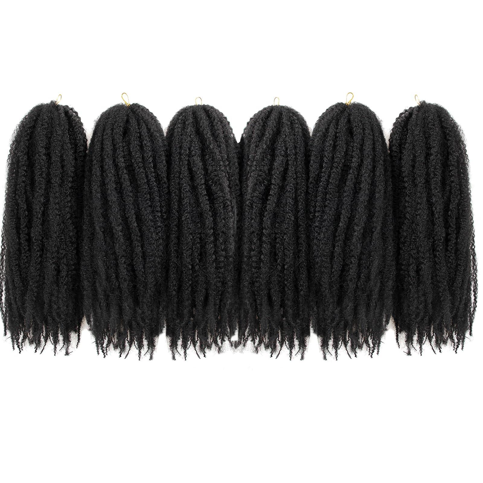BYKSVIOC Afro Kinky Twist Crochet Hair Braids Marley Braid Hair 24inch Senegalese Curly Crochet Synthetic Braiding Hair (6Packs,#1B)