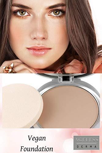 Ageless Derma Ageless Derma Natural Mineral Makeup Foundation- A Healthy Full Coverage Vegan Pressed Powder. Made in USA (Bare Beige)