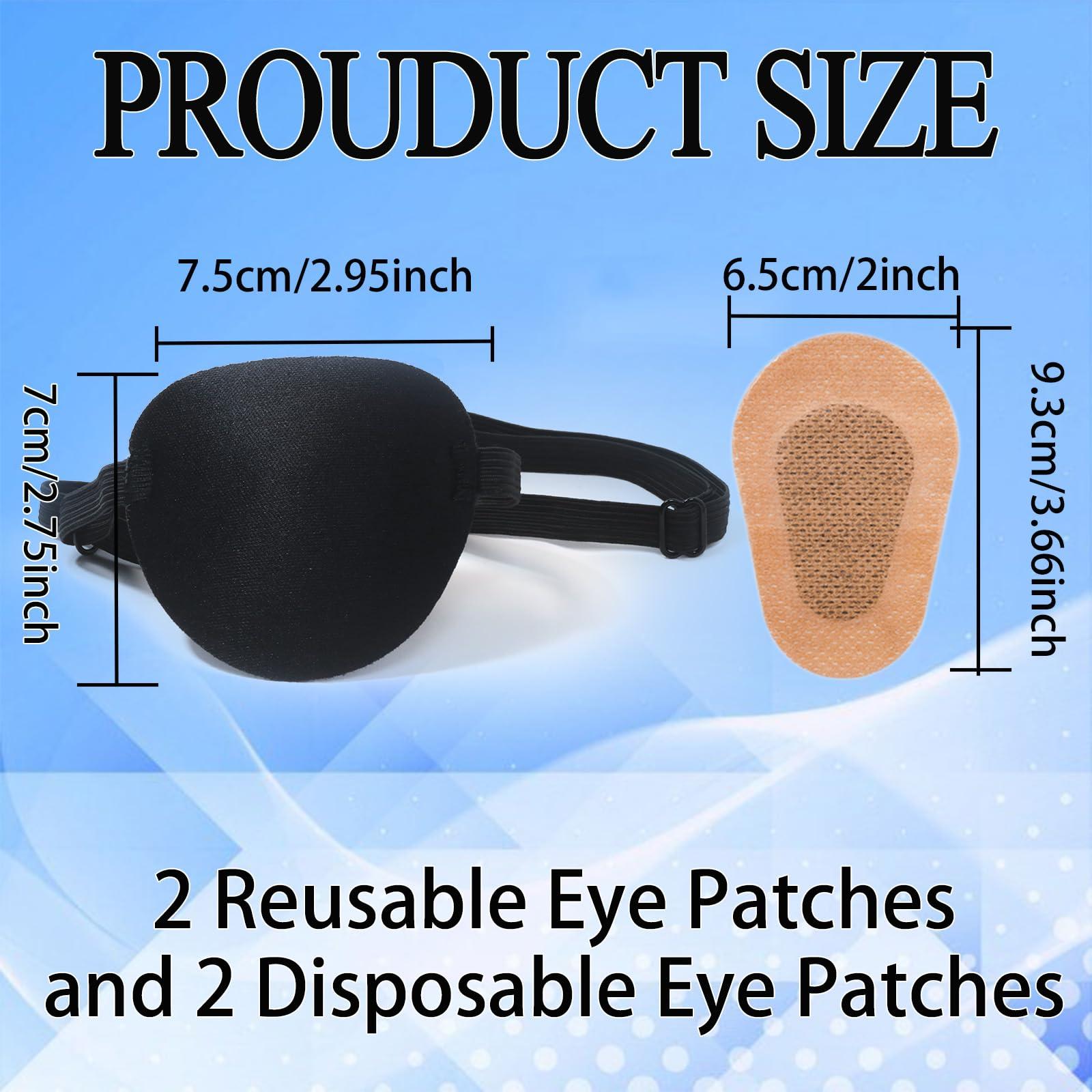 FOTN FOTN Eye Patches for Adults, 2Pcs Pirate Eye Patch with 2pcs Adhesive Eye Patch,3D Adjustable eyepatches for Amblyopia Lazy Eye Patches,Eye Patches Reusable