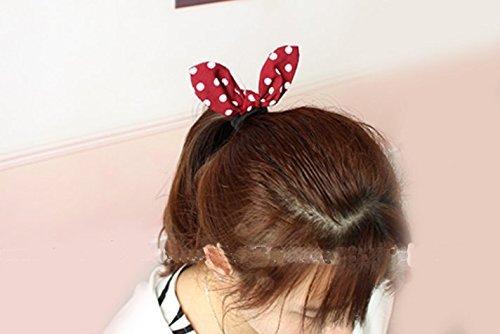 esowemsn 10pcs Colorful Cute Rabbit Ear Dot Hair Ties Rabbit Ear Hair Band Tie Twist Bow Wire Girls Headband Accessories(Random Color)